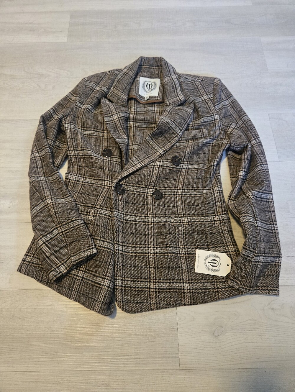 Ookie & Lala Plaid Double Breasted Unlined Blazer NWT